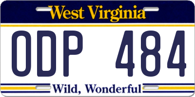 WV license plate ODP484