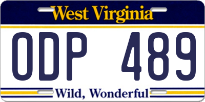 WV license plate ODP489