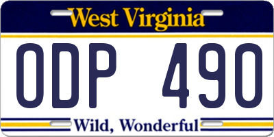 WV license plate ODP490