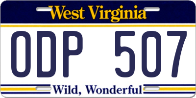 WV license plate ODP507
