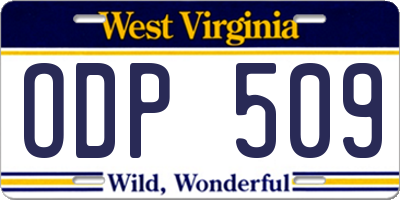 WV license plate ODP509