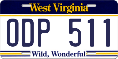 WV license plate ODP511
