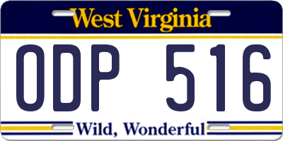 WV license plate ODP516