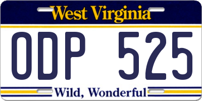 WV license plate ODP525
