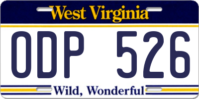 WV license plate ODP526