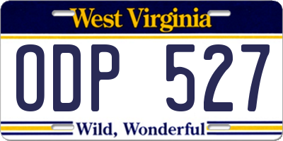 WV license plate ODP527