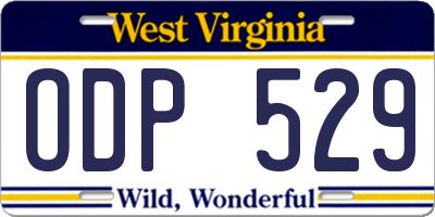 WV license plate ODP529
