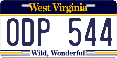 WV license plate ODP544