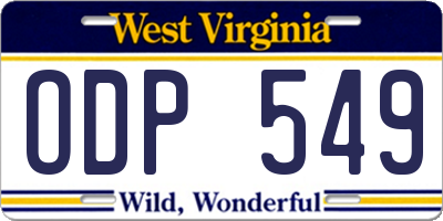 WV license plate ODP549