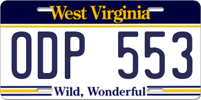 WV license plate ODP553