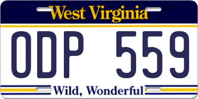 WV license plate ODP559