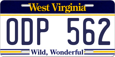 WV license plate ODP562