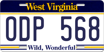 WV license plate ODP568