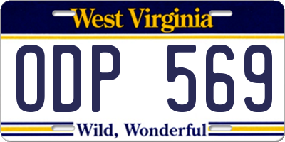 WV license plate ODP569