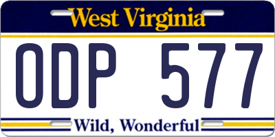 WV license plate ODP577