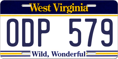 WV license plate ODP579