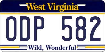 WV license plate ODP582