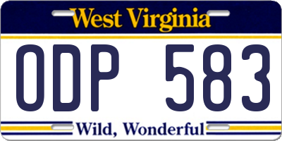WV license plate ODP583