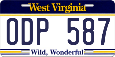 WV license plate ODP587
