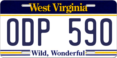 WV license plate ODP590