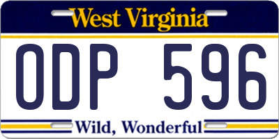 WV license plate ODP596