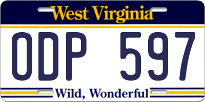 WV license plate ODP597