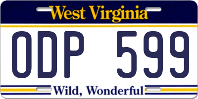 WV license plate ODP599