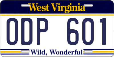 WV license plate ODP601