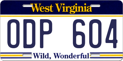 WV license plate ODP604