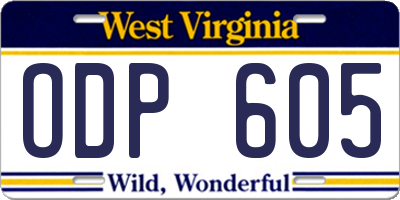 WV license plate ODP605