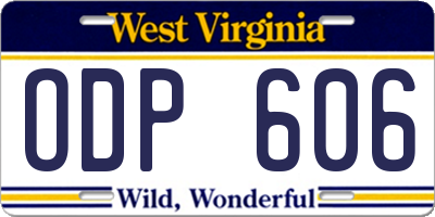 WV license plate ODP606