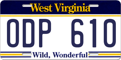WV license plate ODP610