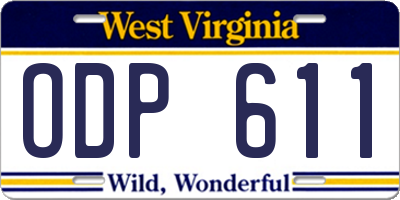 WV license plate ODP611