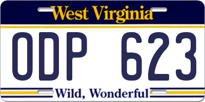 WV license plate ODP623