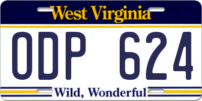 WV license plate ODP624