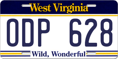 WV license plate ODP628