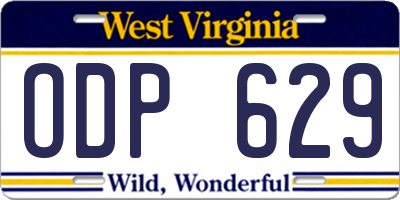 WV license plate ODP629