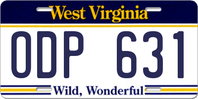 WV license plate ODP631