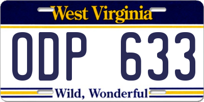 WV license plate ODP633
