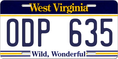 WV license plate ODP635