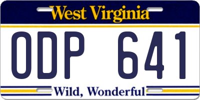 WV license plate ODP641