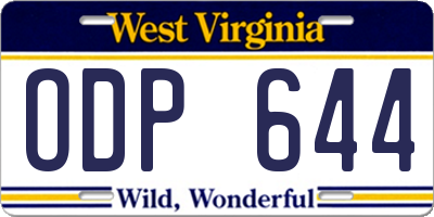 WV license plate ODP644