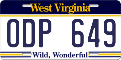 WV license plate ODP649