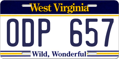 WV license plate ODP657