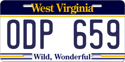WV license plate ODP659