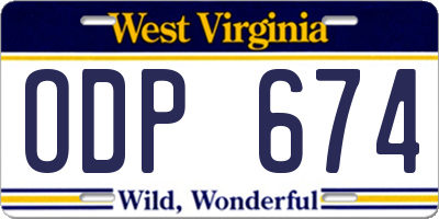 WV license plate ODP674
