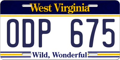 WV license plate ODP675