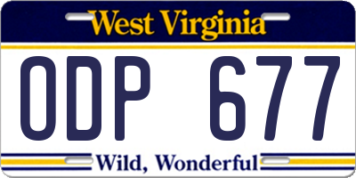 WV license plate ODP677