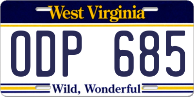 WV license plate ODP685