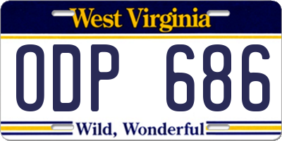 WV license plate ODP686